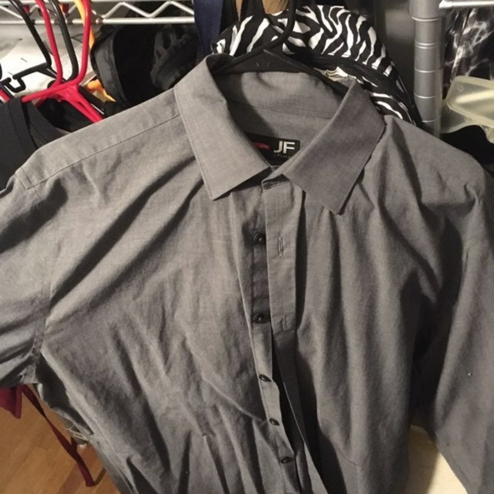 J. Ferrar grey/silver button front Dress Shirt